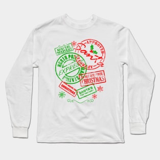 Funny Xmas Stamps Tag Christmas Stamps Funny Xmas Matching Long Sleeve T-Shirt